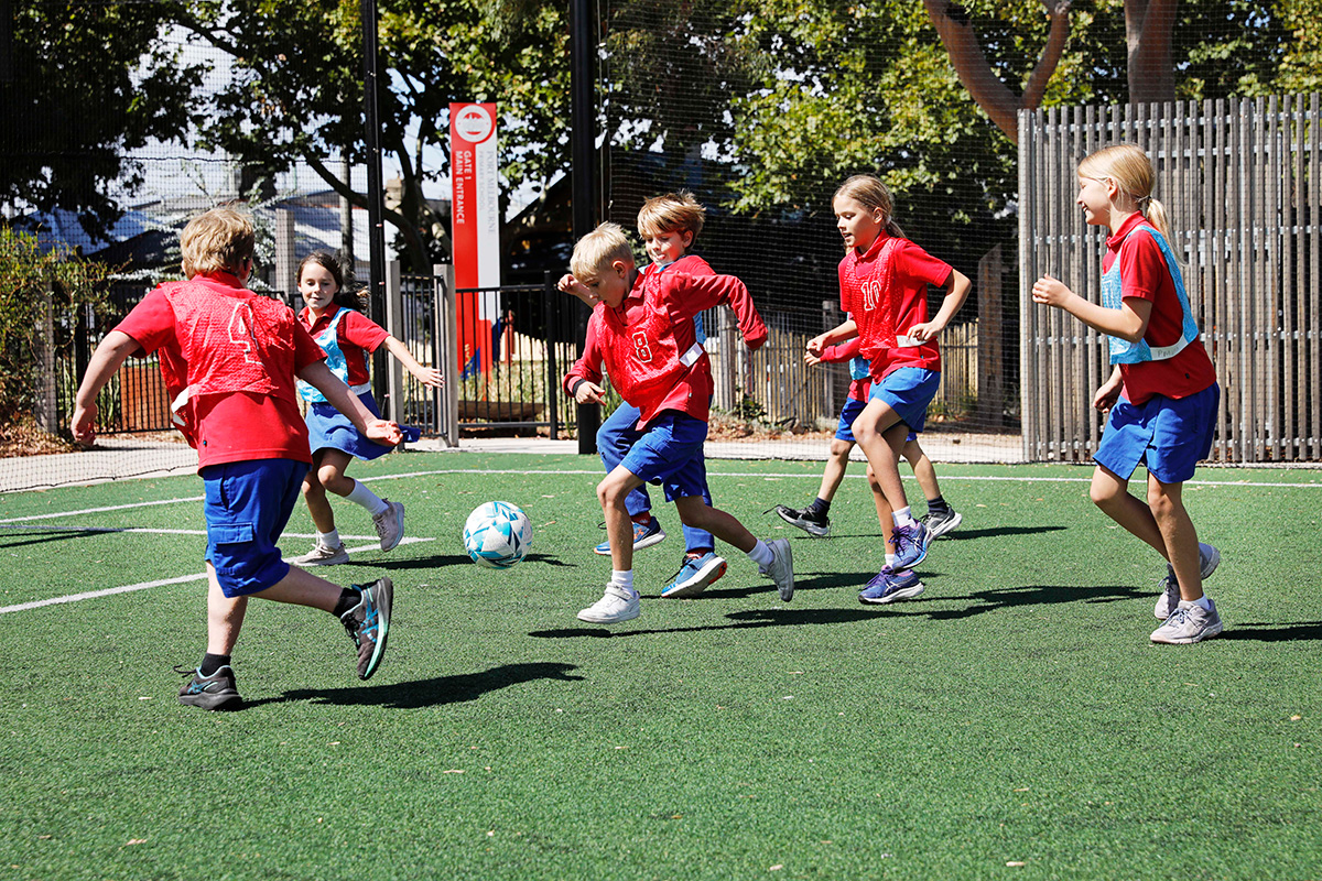 Port Melbourne students playing soccer.